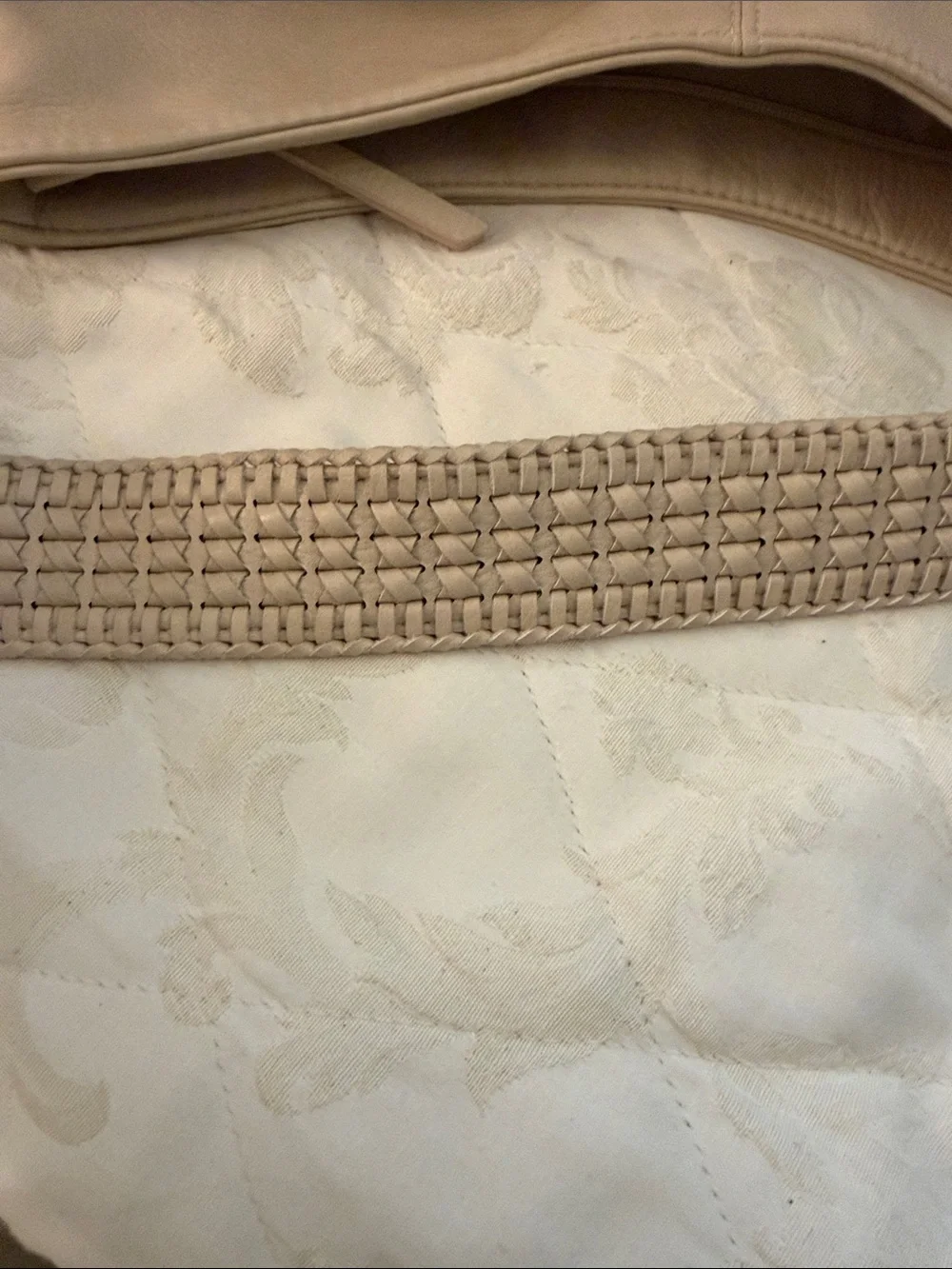 Women’s Beige Shoulder Hobo Bag - Soft Pebbled Leather Style